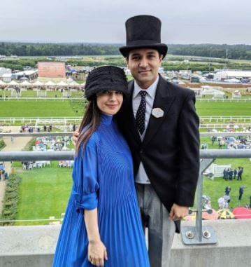 Abed Rashid with his wife Yalda Hakim at Ascot Racecourse.